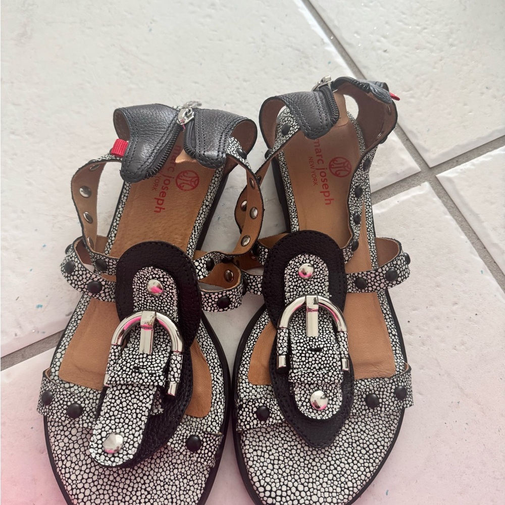 Marc Joseph Black and White Sandals